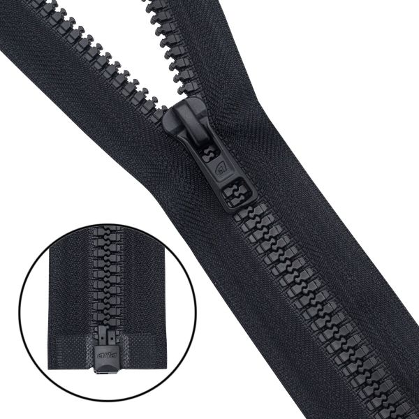 Молния трактор Arta Т6 (6 мм) 1 зам., разъем., 80 см, (2076), A580 черный, НОВЫЙ МАТОВЫЙ ЗАМОК, уп.50 штук