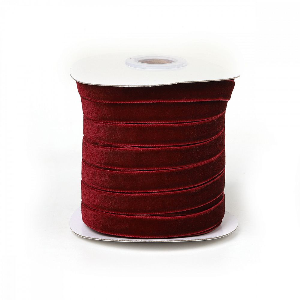 Лента бархатная (тесьма) 10.0 мм / 22.86±1 метров, арт.10VR44 нейлон цв.бордо