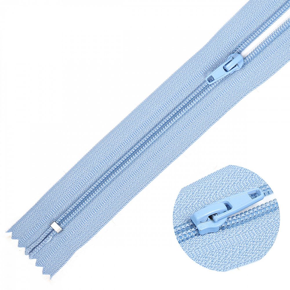 Молния спираль (витая) брючная Т4 (4 мм), 1 зам., н/раз., 20 см, автомат, цв.S352 голубой уп.100 шт, Mzipp