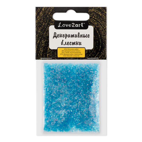 Блестки декоративные 1 мм, 25 г (5х5 г), 4.5 мл, 21 морская волна/celadon, Love2art GLIS-01