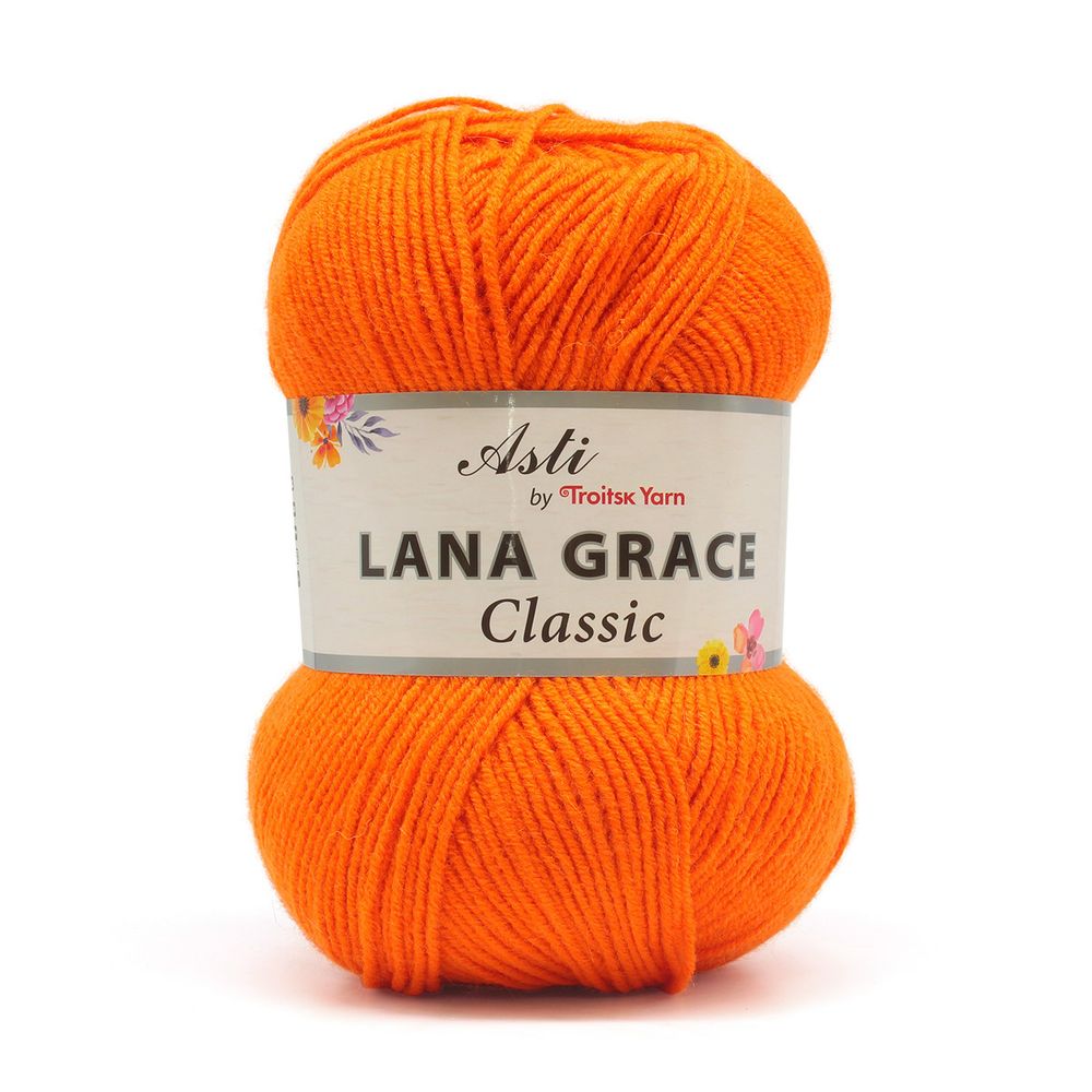 Пряжа Троицкая Lana Grace Classic / уп.5 мот. по 100 г, 300м 2410 апельсин /TOS/