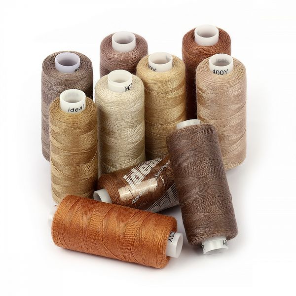 Швейные нитки (набор) 40/2, 10 кат. по 366 м, 100% п/э, MIX BJ, ассорти (бежевые оттенки)