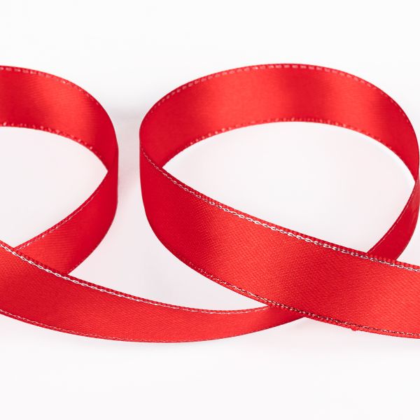 Лента атласная 2-сторонняя с метанитью 20.0 мм / 33±2 метра, №026 красный/серебро, Gamma AL-20M