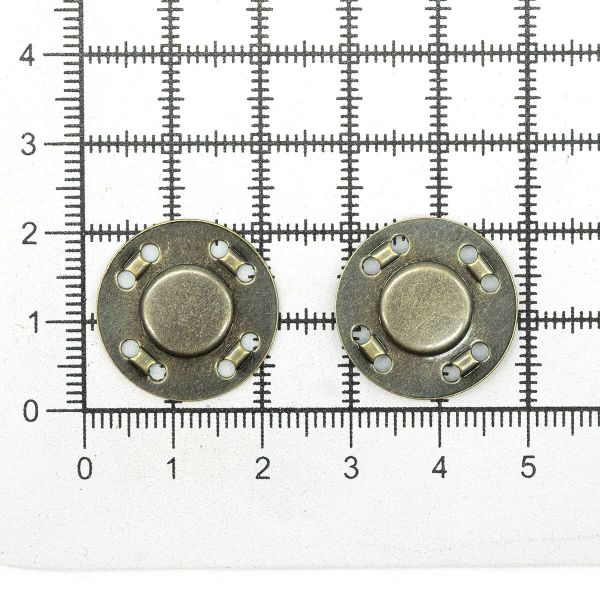 Кнопка магнитная металл пришивная ⌀20.0 мм, латунь, 10 шт, BIG