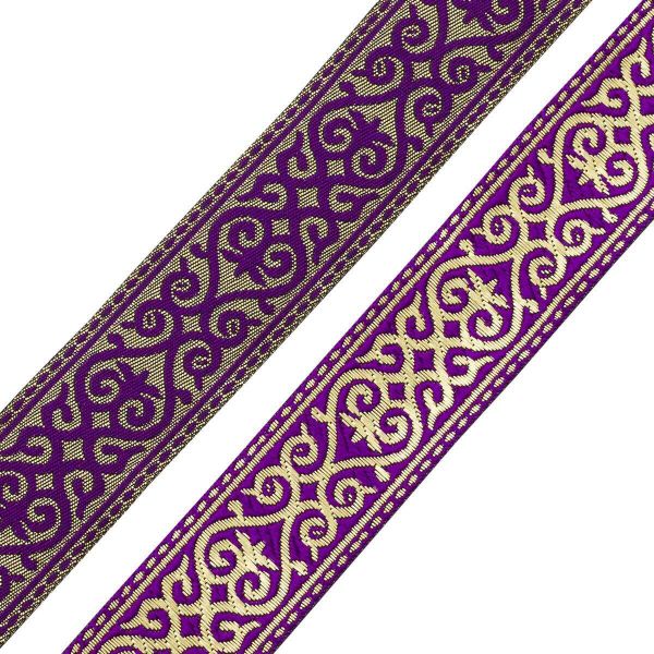 Лента (тесьма) жаккардовая 33.0 мм / 7.32 метра, фиолетовый, 7222