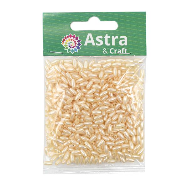 Бусины пластик (жемчуг) 3х6 мм, 15 г, Astra&Craft, J512 персиковый