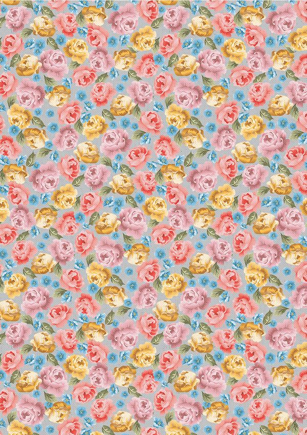 Ткань для пэчворка Peppy Версальские сады, отрез 50х55 см, 146 г/м², ВС-16 серый, Peppy