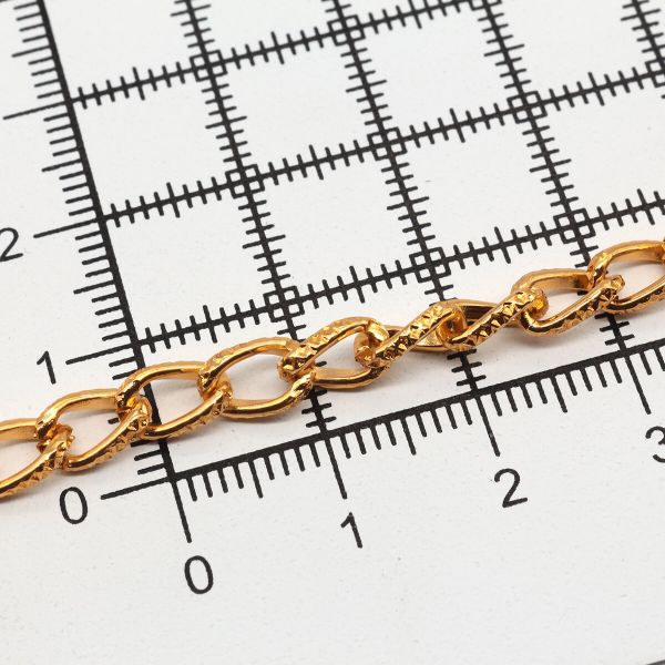 Цепь алюминиевая 7,7 мм, 5,1 мм, боб(10 м) (золото) K18310