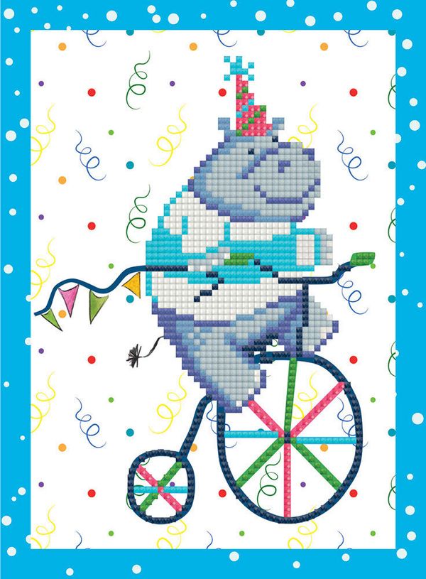 Алмазная (кристальная) мозаика Фрея, Бегемотик, 19,5х14 см