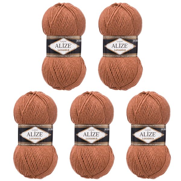 Пряжа Alize (Ализе) Lana Gold / уп.5 мот. по 100 г, 240м, 565 коричнево-красный