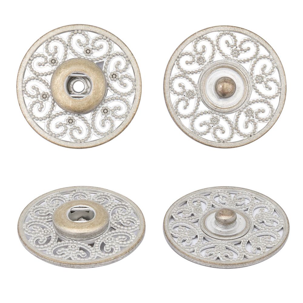 Кнопка пришивная металл ⌀27.0 мм, металл, White, уп.10 шт