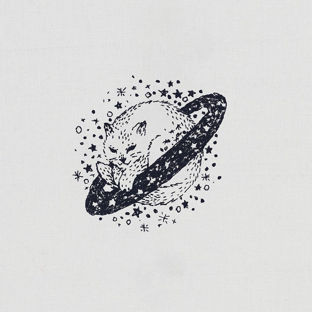 Набор для вышивания нитками Panna Живая картина JK-2324, Котик на Сатурне, 7х7 см