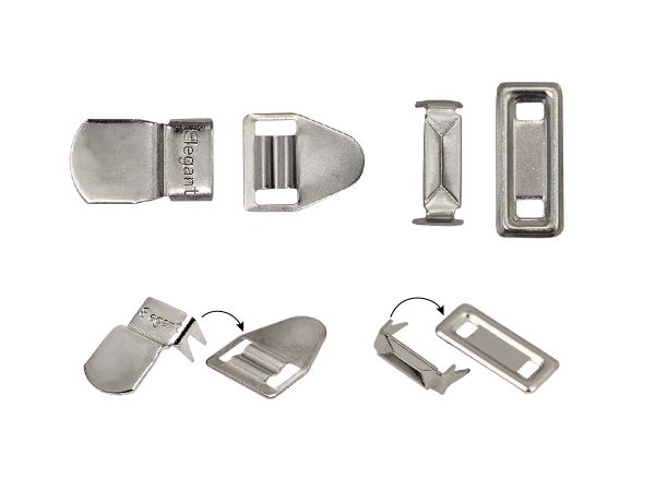 Крючки брючные (юбочные) Elegant металл 10 мм, Италия, установочные, никель, 4 шипа, 2500 комплектов, Брючникофф