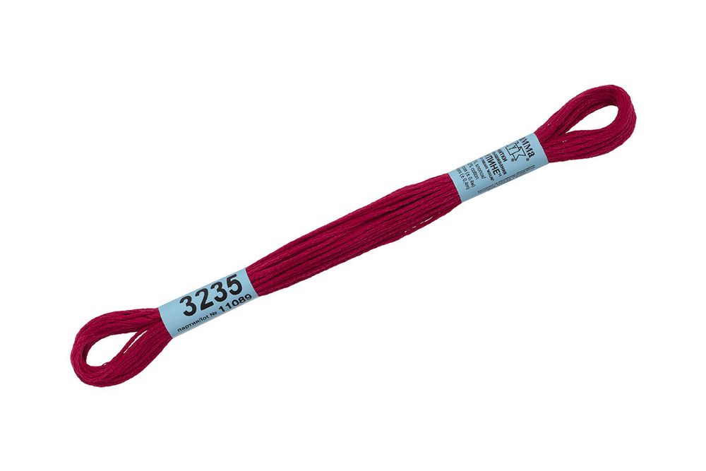 Мулине Gamma 100% хлопок, цв.3235 бордовый, 24 мотка по 8 метров