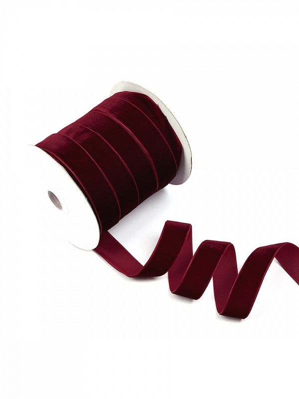 Лента бархатная (тесьма) 20.0 мм / 22.86±1 метров, арт.20VR44 нейлон цв.бордо