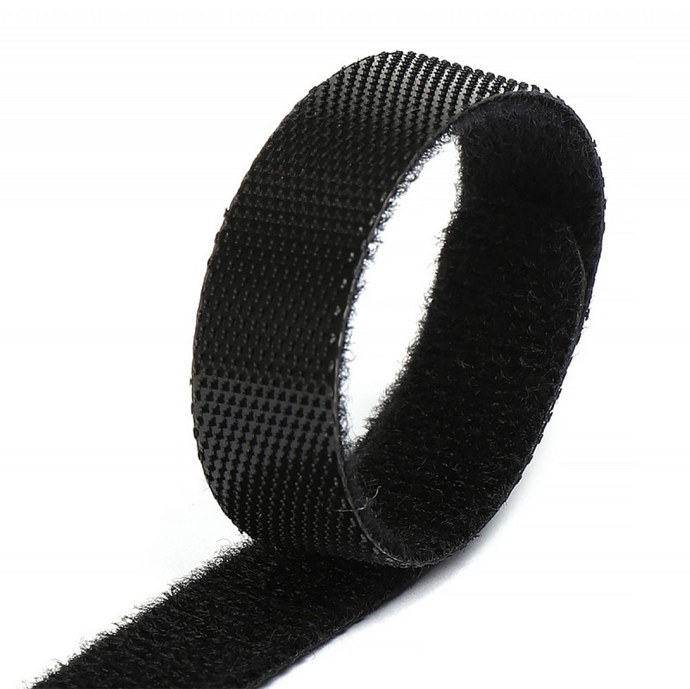 Лента контактная липучка (велкро) хомут 15 мм, 1,2 см, 100 шт, черный /TOS/