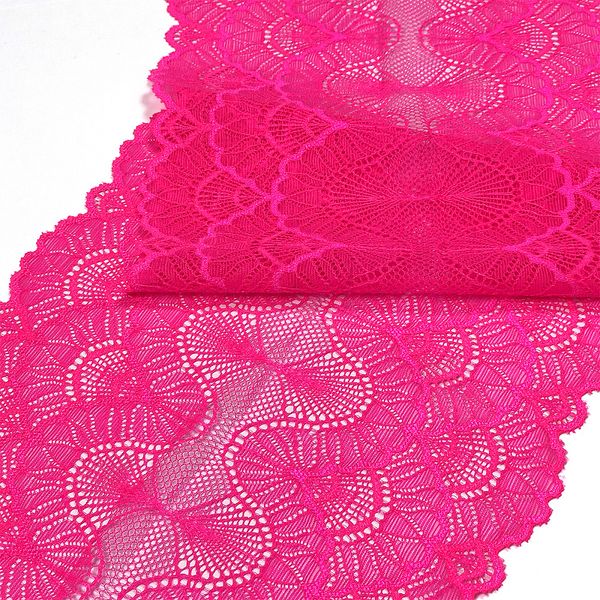 Кружево бельевое эластичное 195 мм / 10 м, цв.A1402 розовый неон, Kruzhevo