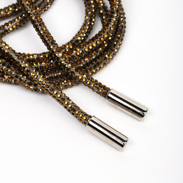 Шнурок для одежды со стразами ⌀4.0 мм, 130см TBY.1404 цв.золото уп.1шт