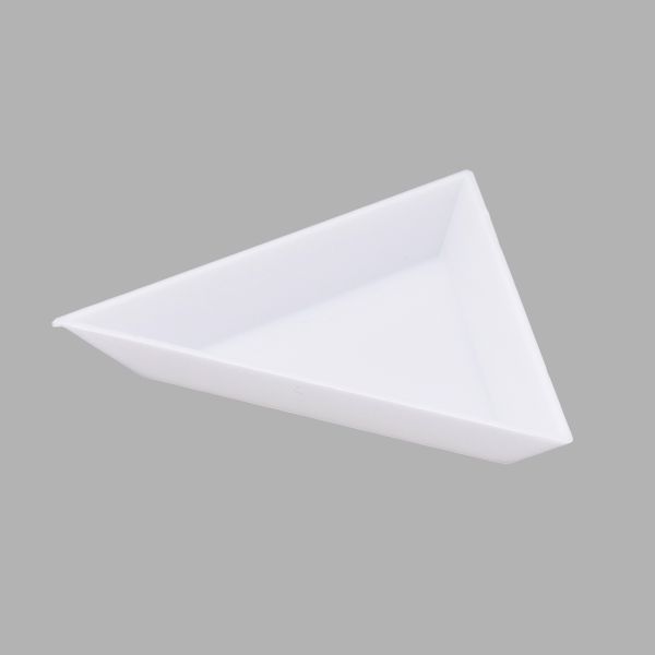 Лоток треугольный для бисера и страз, белый пластик, 7,3х7,3см, уп(10 шт)