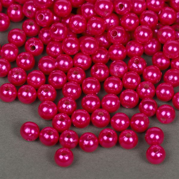 Бусины пластик (перламутр) ⌀6 мм, цв.014 малина, уп.500г (4838 шт), Magic4Hobby