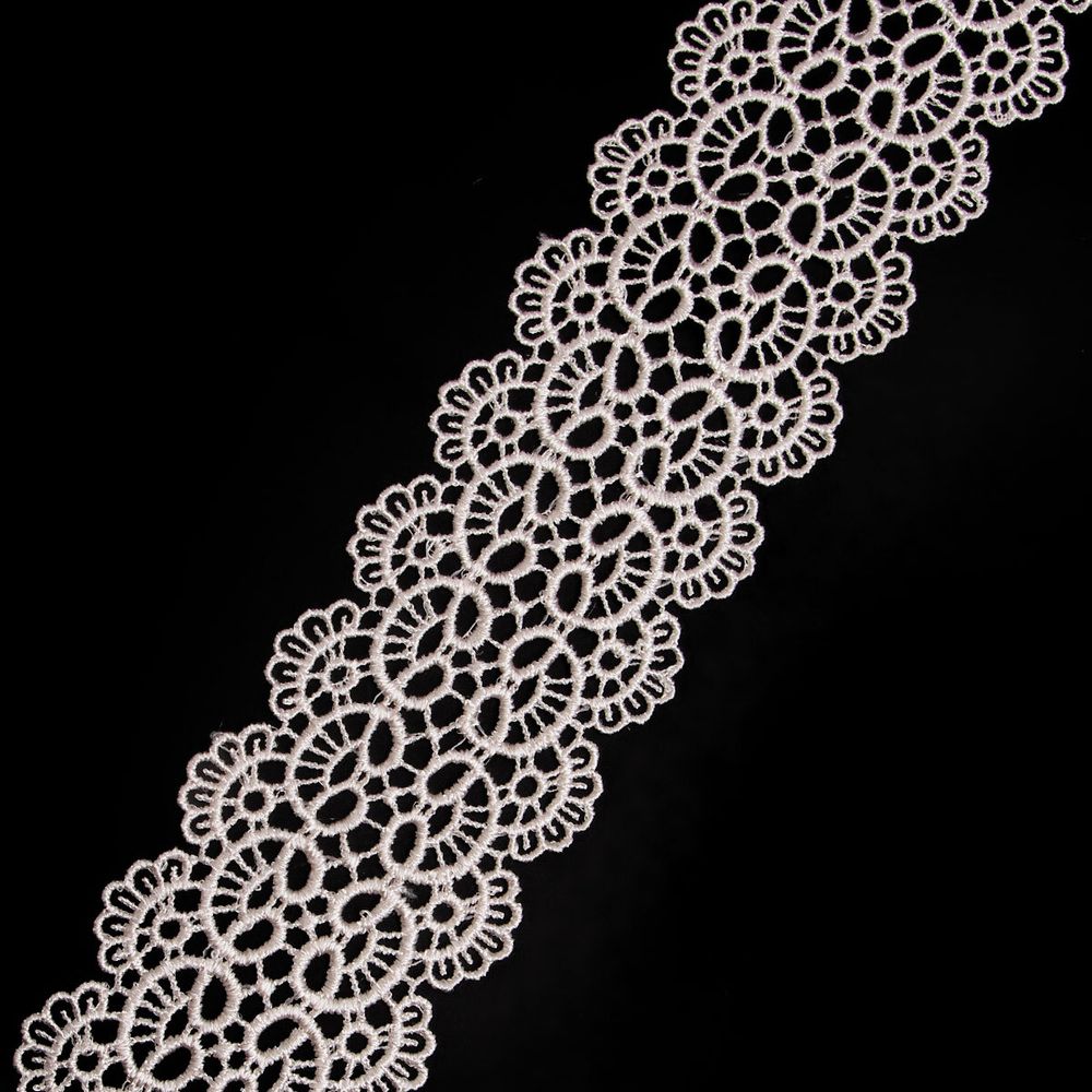 Кружево гипюр (плетёное) 65 мм / 9.14 метров, 571 молочный