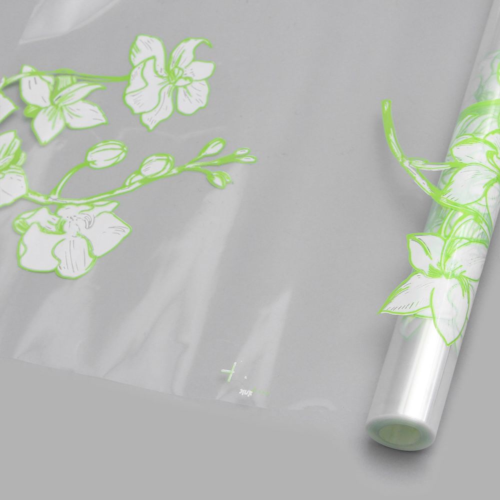 Пленка Орхидея прозрачная, салатово-белая, 70см / 9,14м ± 5%
