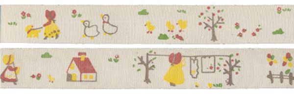 Лента хлопок с рисунком 20.0 мм / 5 шт по 3 метра, G2_098/090/017/048 Хозяюшка, CLP-204 Gamma