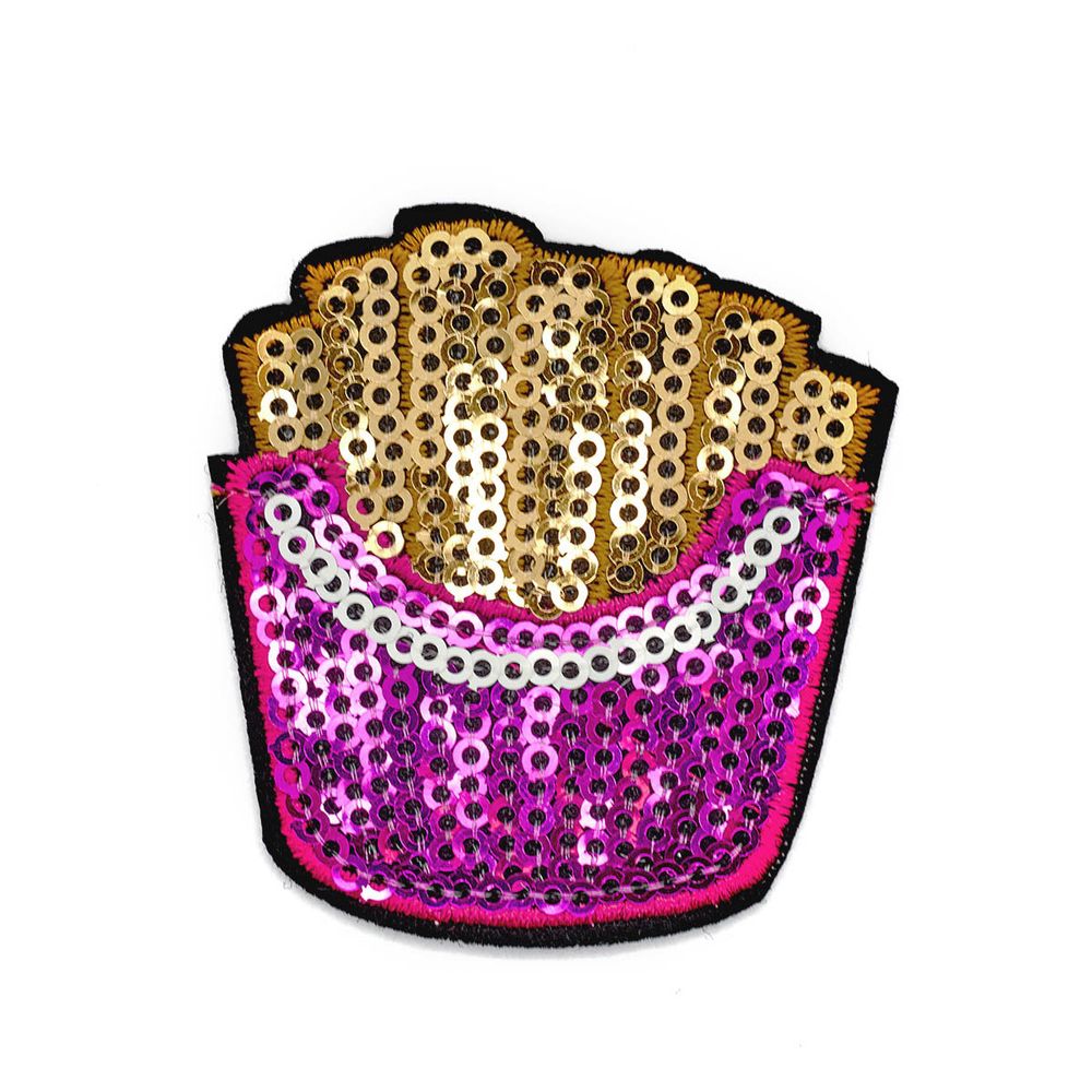 Термоаппликация вышитая с пайетками Фастфуд 5*5,5см (3 шт) (цветной) S1224