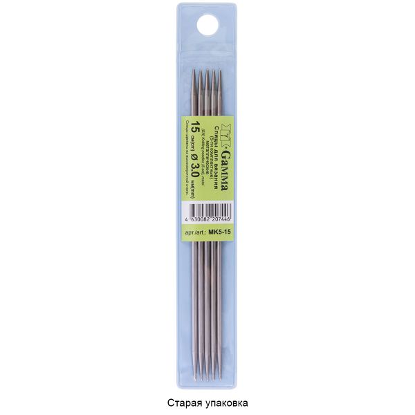 Спицы чулочные металл ⌀3.0 мм, 15 см, 5 шт, Gamma MK5-15