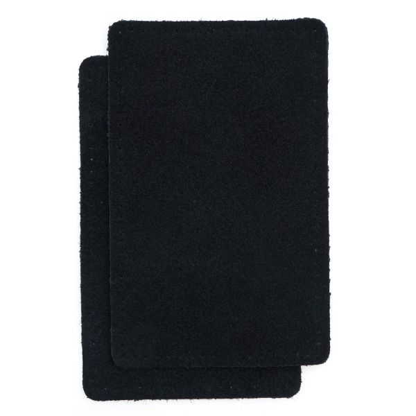 Заплатки пришивные из замши, прямоугольник 8х12,7см с перфорацией, 2 шт, 100% кожа, 20 черный, 59123