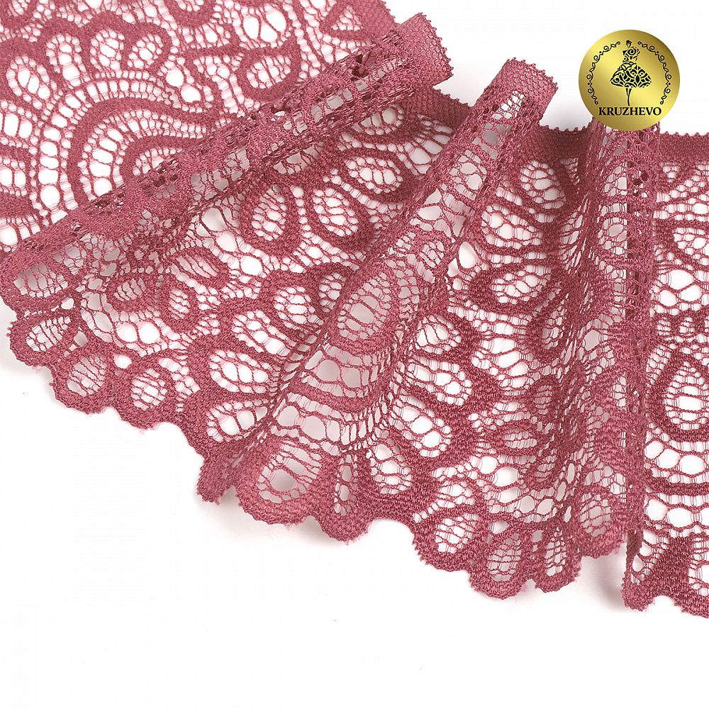 Кружево эластичное (стрейч) 90мм YSTL00839/N, цв.L2925 розовый рубин уп.25м, Kruzhevo