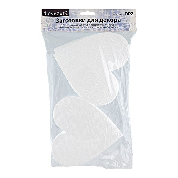 Заготовка из пенопласта Сердечки 15х15х2 см, 4 шт, Love2art DPZ-S