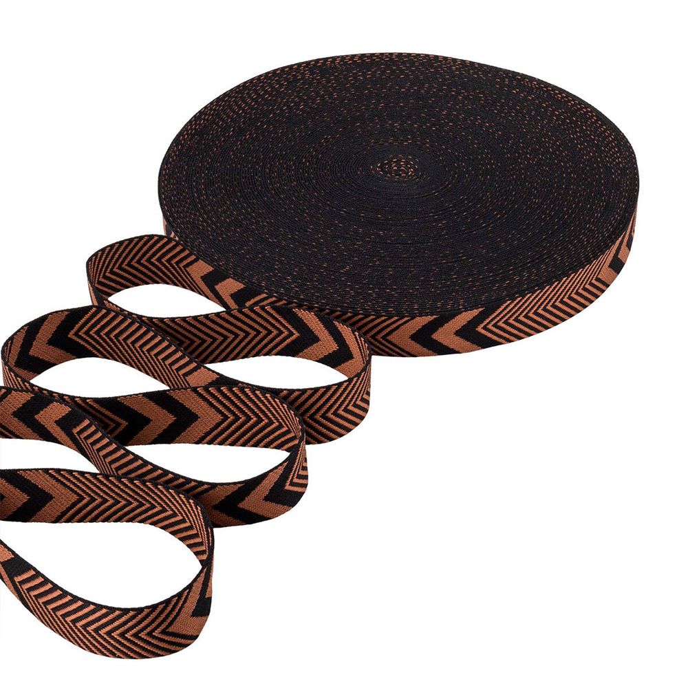 Стропа (ременная лента) 38 мм / 45.72 метра, [38.82 г/пог.м], с принтом 2-сторонняя, D169 коричневый/черный, 3Al354