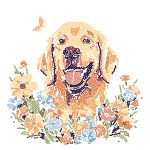 Алмазная (кристальная) мозаика Фрея ALBP-259, постер Собачка в цветах, 30х30 см