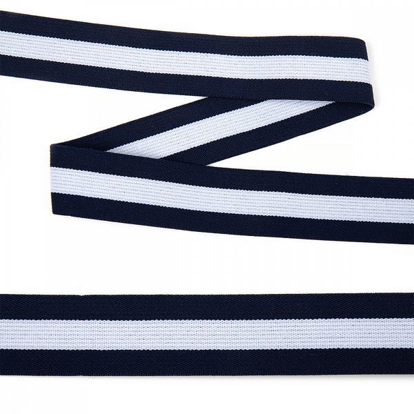 Резинка тканая 30.0 мм / 3±0.5 метра, мягкая, полоска, ET.3014 цв.синий/белый