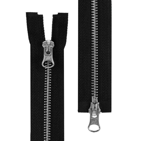 Молния металл Т5 (5 мм) 2 зам., разъем., 120 см, никель, черный №310, Blitz ZBM, 10 шт