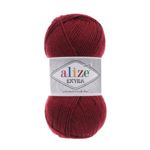 Пряжа Alize (Ализе) Extra / уп.5 мот. по 100 г, 220м, 057 бордовый A