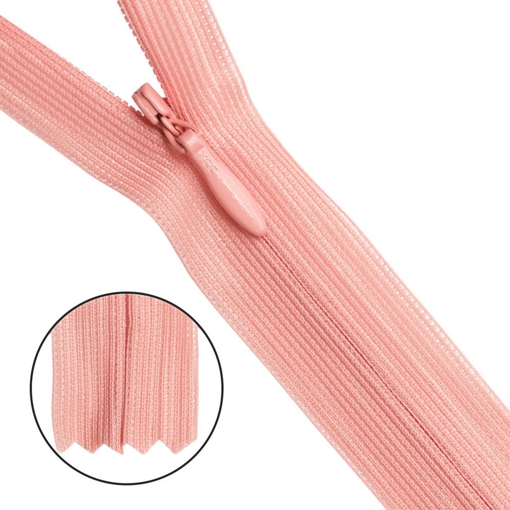 Молния потайная (скрытая) Т3 (3 мм) 1 зам., н/раз., 50 см, розовый, 31279 / 50, 10 шт