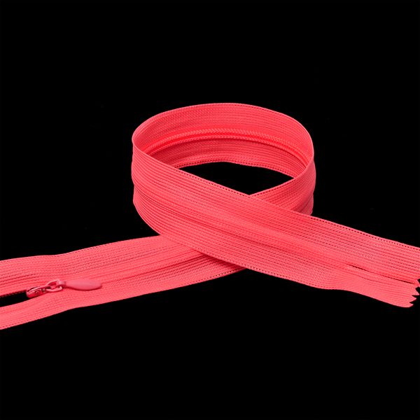 Молния потайная (скрытая) Т3 (3 мм) 1 зам., н/раз., 60 см, цв.F335 розовый неон уп.50 шт