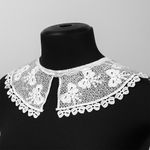 Пришивной кружевной воротник 30х35 см, матовая нить, TBY.13/189, белый, 10 шт