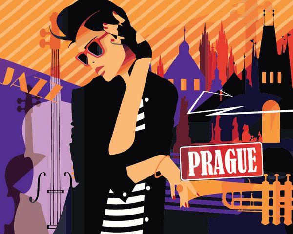 Холст для раскрашивания по номерам 50х40 см, /РП/, 44 Прага. Ночная жизнь, PNB/C1