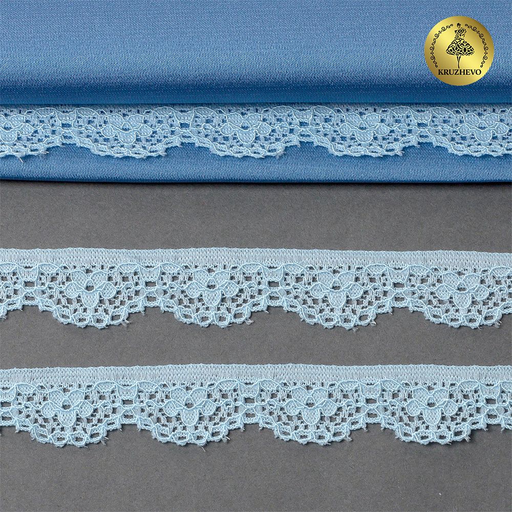 Кружево эластичное (стрейч) 15 мм / 5 метров, TBY.8031, цв.F183 голубой
