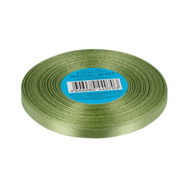 Лента атласная 1-сторонняя 6.0 мм / 33±2 метра, 055 болотный, Gamma