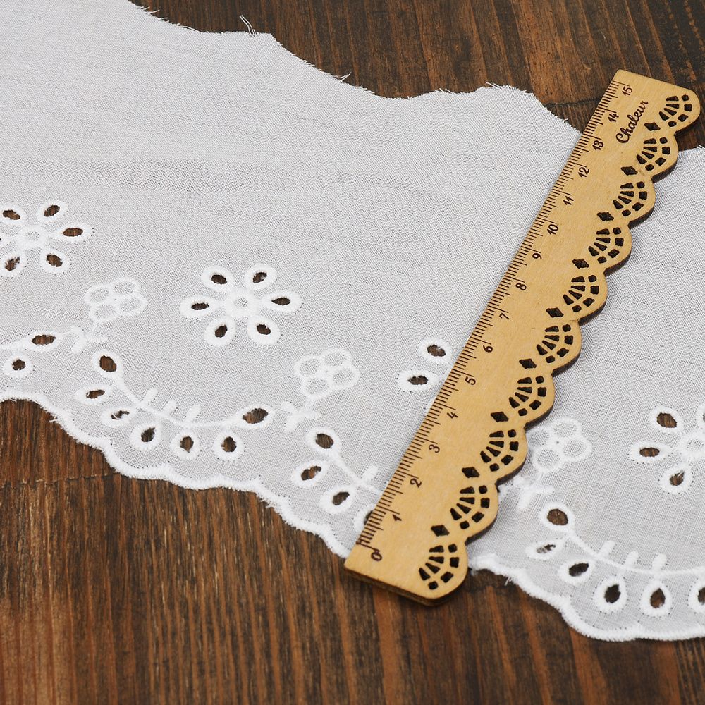 Кружево шитьё хлопок 120 мм / 13.71 метра, арт.2661C, цв.01 белый