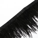 Перья на ленте декоративные Страус FBY-08-100 8см черный уп.2м