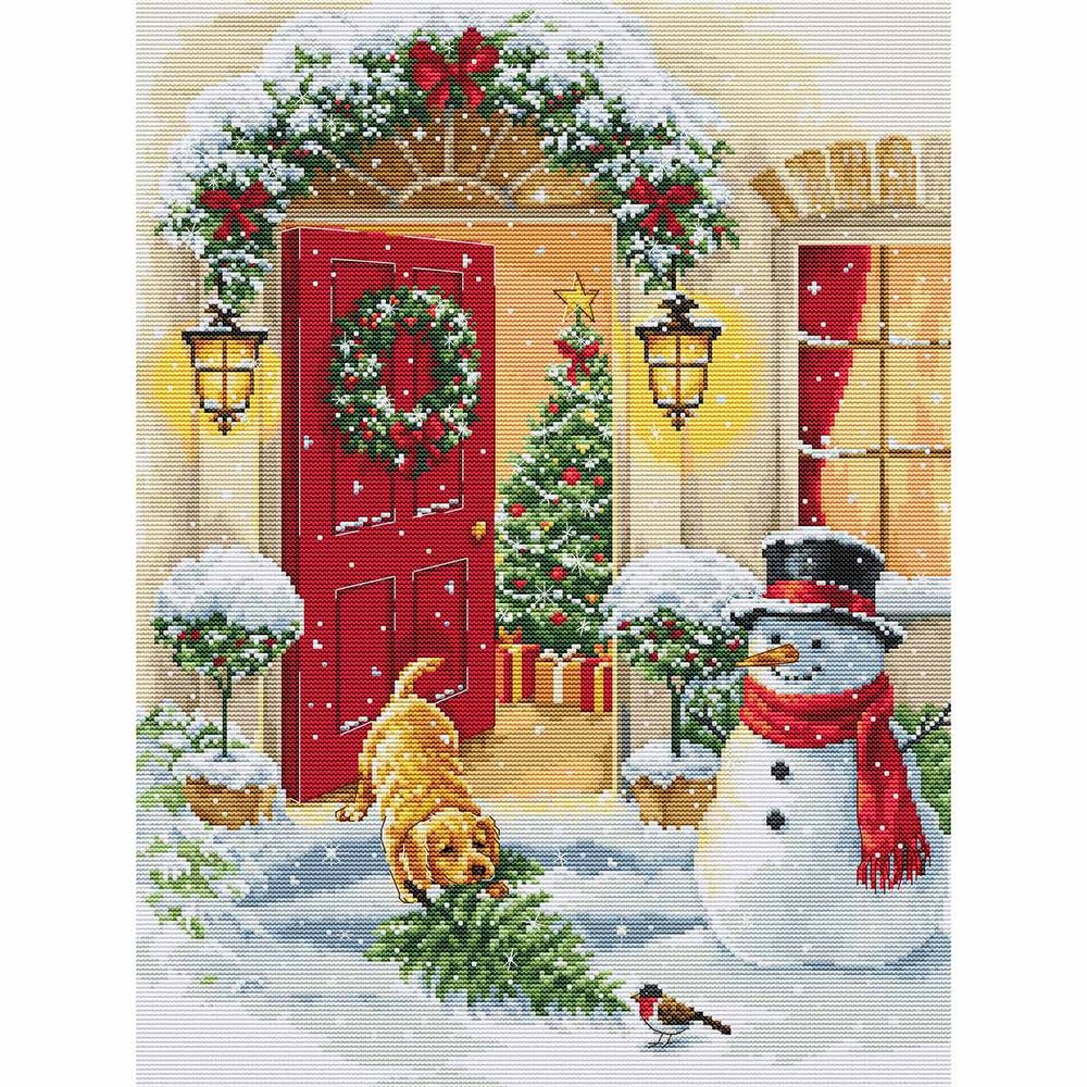 Набор для вышивания нитками Luca-S BU5097, Щенячья радость 29х38см