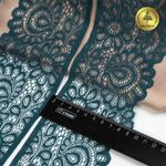 Кружево эластичное (стрейч) 90 мм, цв.222 изумрудно-синий, 25м, Kruzhevo