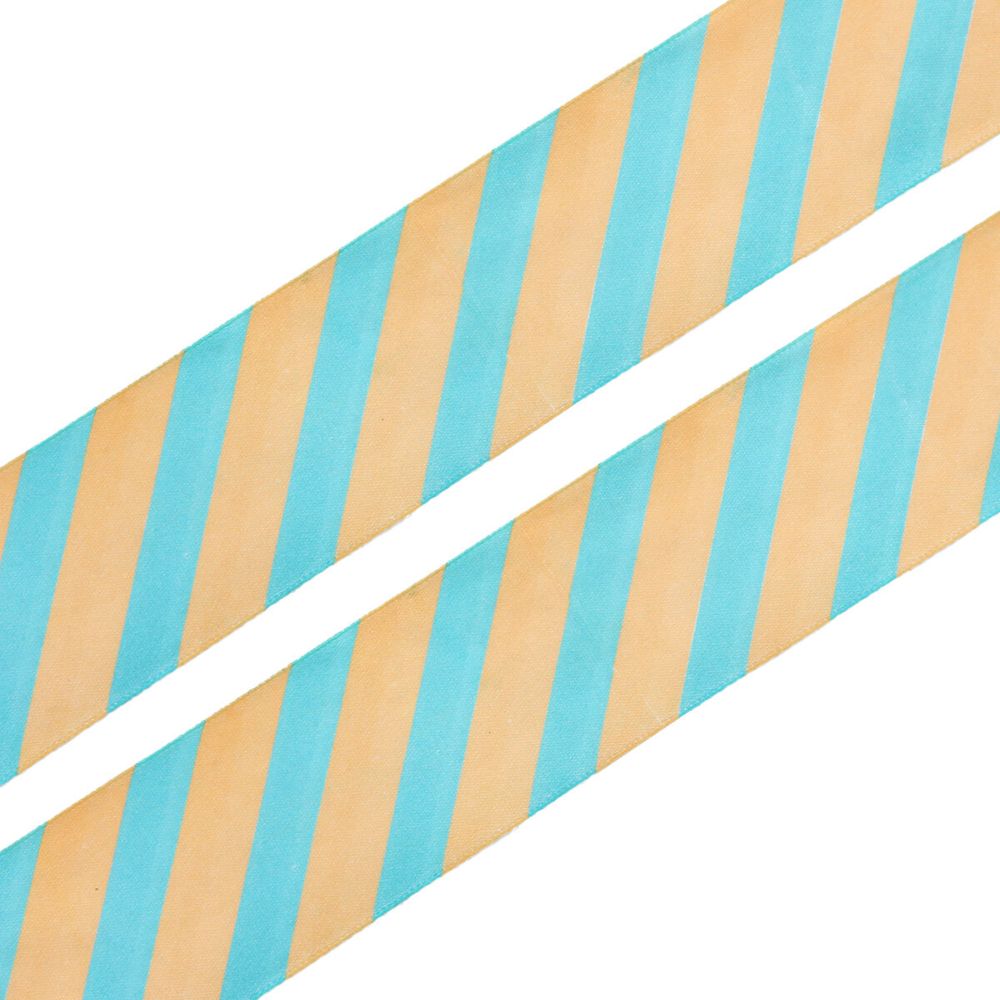 Лента атласная с рисунком 45.0 мм, Диагональ, 3м (желто-голубой)