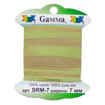 Лента (тесьма) шелковая 7.0 мм / 9.1±0.5 метров, M108.1 зеленый/св.коричневый, Gamma SRM-7