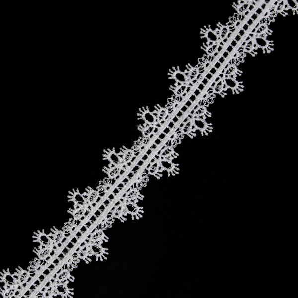 Кружево гипюр (плетёное) 30 мм / 3 метра, матовое, C501 белый